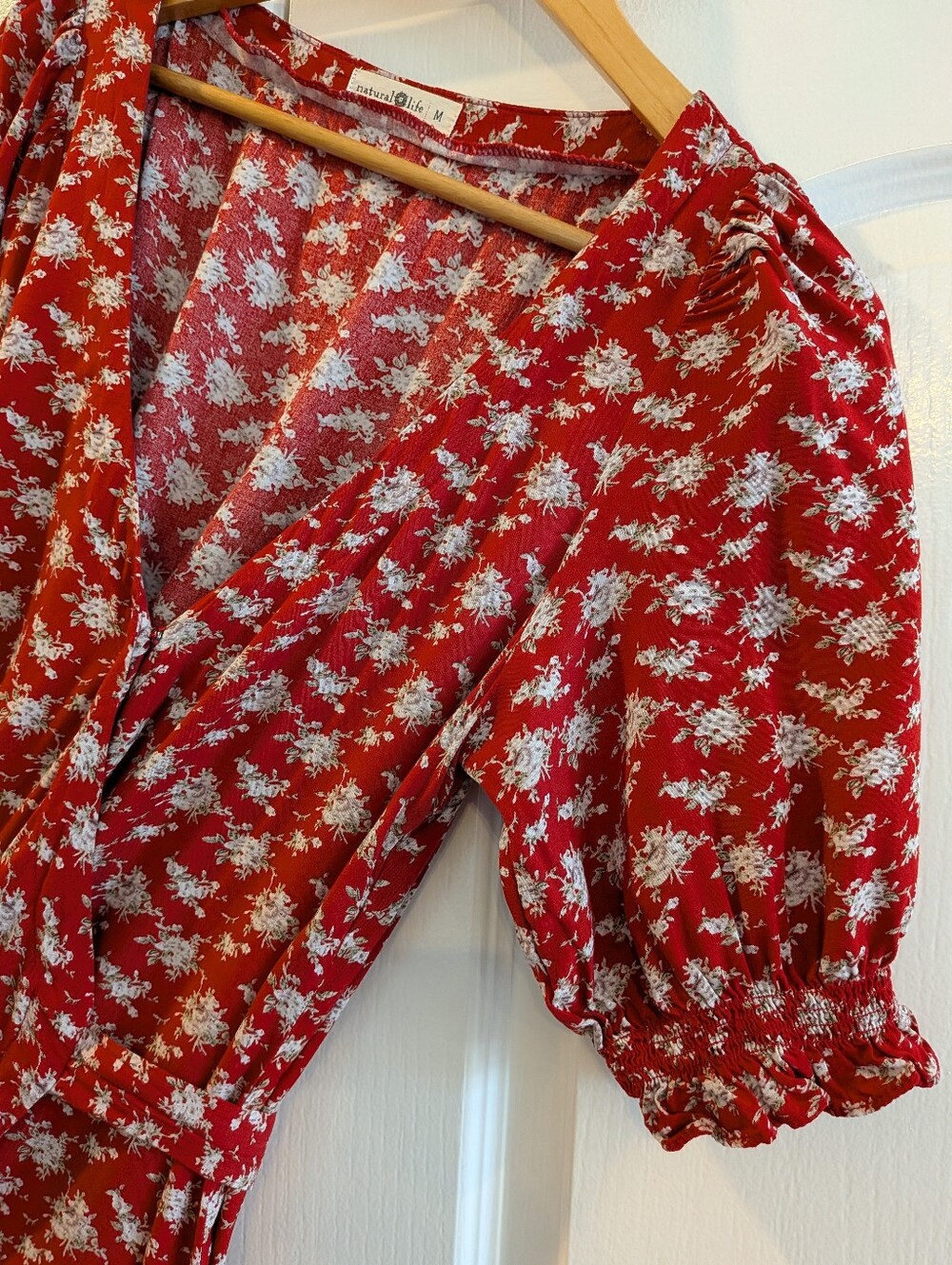 Natural Life Sophia Ditsy Floral Wrap Maxi Dress Red Country Cottagecore Size M - Picture 7 of 15